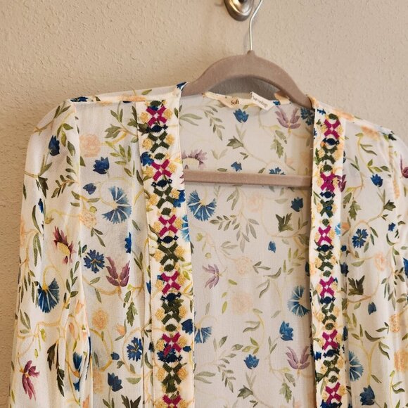 Soft Surroundings Floral Embroidered Kimono Size XS - Picture 2 of 11